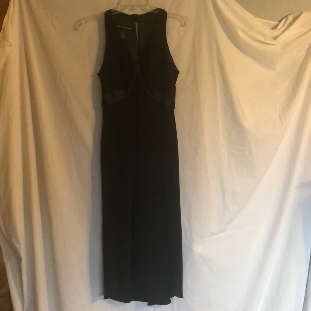 Floor length little black dress.